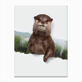 Otter Torn Paper Canvas Print