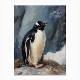 Adlie Penguin Grytviken Oil Painting 3 Canvas Print