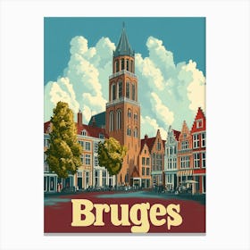 Aihrgdesign A Retro Travel Poster For Bruges Canvas Print