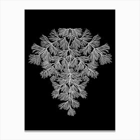 Abstract Leaf line drawing On A Black Background Canvas Print