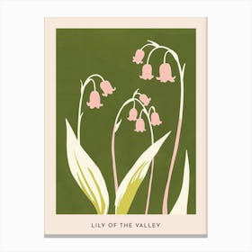 Pink & Green Lily Of The Valley Flower Poster Canvas Print