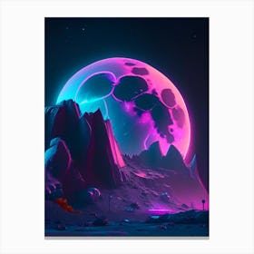 Moon Neon Nights Space Canvas Print