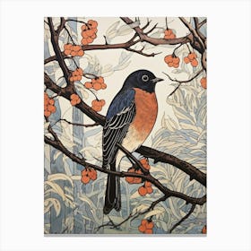 Art Nouveau Birds Poster Eastern Bluebird 3 Canvas Print