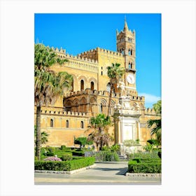 The Norman Clock Tower At The Palermo Cathedral Canvas Print