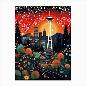 Vancouver, Illustration In The Style Of Pop Art 1 Canvas Print