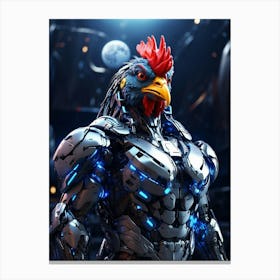 Rooster In Cyborg Body #1 Canvas Print