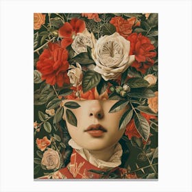 Portrait Of A Woman With Flowers Canvas Print