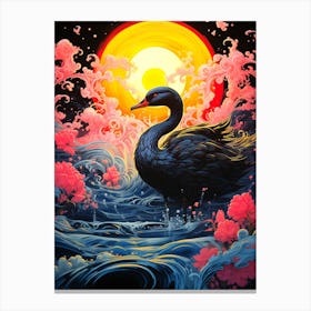 Swan Japanese Canvas Print