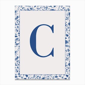 Letter C Monogram Initial Blue Canvas Print