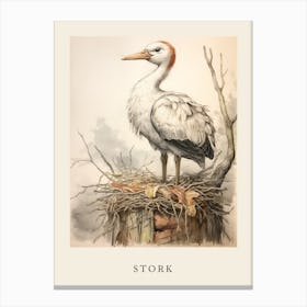 Beatrix Potter Inspired  Animal Watercolour Stork 3 Canvas Print