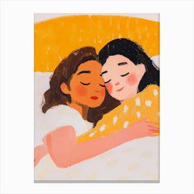 Two Women Cuddling Gouache Painting Leinwandbild