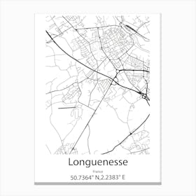 Longuenesse,France Minimalist Map Canvas Print