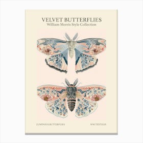 Velvet Butterflies Collection Luminous Butterflies William Morris Style 6 Canvas Print