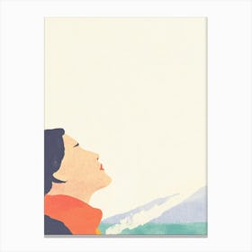 Illustration Of A Woman Looking At The Ocean Canvas Print