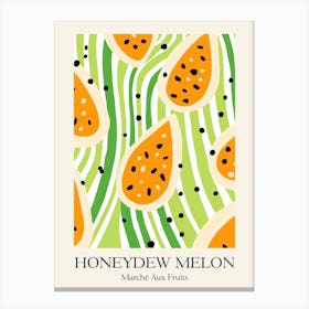 Marche Aux Fruits Honeydew Melon Fruit Summer Illustration 3 Canvas Print