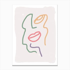 Line Art Pastels Rainbow Face Canvas Print
