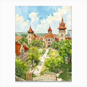 Storybook Illustration The University Of Austin Texas 2 Canvas Print