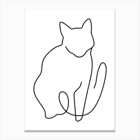 Cat Drawing Monoline Drawing Line Art 1 Canvas Print