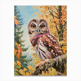 Northern Saw Whet Owl Relief Illustration 1 Canvas Print