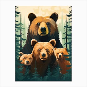 Bears In The Forest Canvas Print