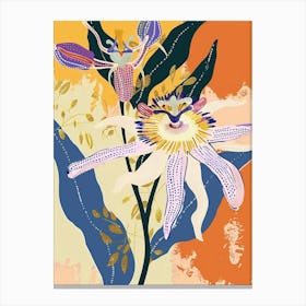 Colourful Flower Illustration Passionflower 4 Canvas Print