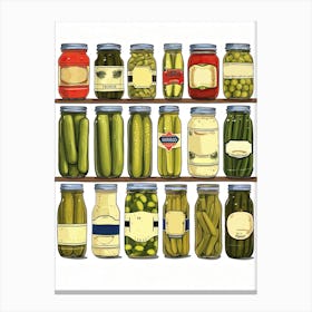 Pickles And Pickles Jars Illustration Canvas Print