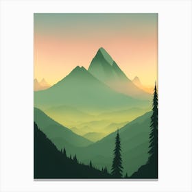 Misty Mountains Vertical Composition In Green Tone 91 Canvas Print
