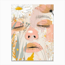 Face Of A Woman With Flowers Canvas Print