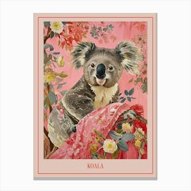 Floral Animal Painting Koala 1 Poster Canvas Print