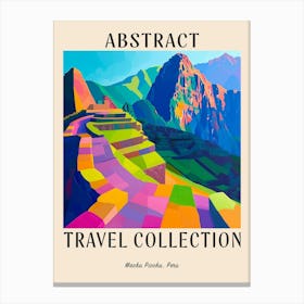 Abstract Travel Collection Poster Machu Picchu Peru 2 Canvas Print
