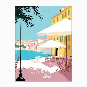 Villefranche Sur Mer, France, Flat Pastels Tones Illustration 4 Canvas Print