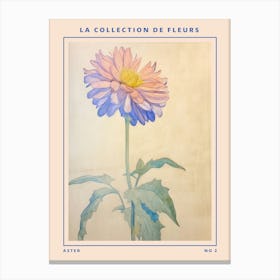 Aster 2 French Flower Botanical Poster Canvas Print