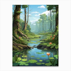 Swamp And Wetlands Cartoon 2 Canvas Print