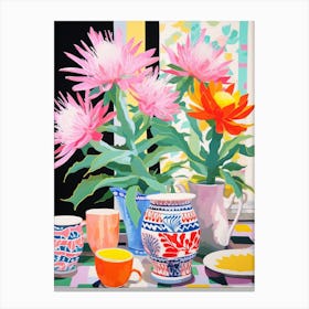 Cactus Painting Maximalist Still Life Easter Cactus 2 Canvas Print