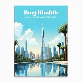 Burj Khalifa Dubai Skyline Travel Art Illustration Canvas Print