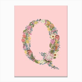 Q Pink Alphabet Letter Canvas Print