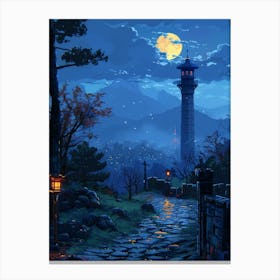 Asian Landscape At Night Canvas Print