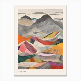 Stob Ban (Grey Corries) Scotland Colourful Mountain Illustration Poster Canvas Print
