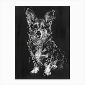 Corgi Dog Charcoal Line 3 Canvas Print