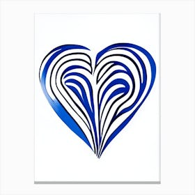 Joyful Heart 1 Symbol Blue And White Line Drawing Canvas Print