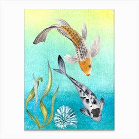 koi fishes couple watercolor. Canvas Print