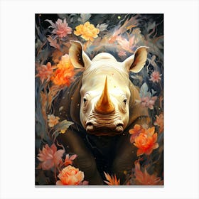 Floral Fantasy Rhino Canvas Print