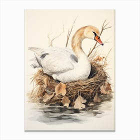 Storybook Animal Watercolour Swan 2 Canvas Print