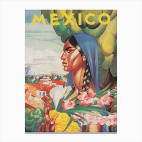 Mexican Woman Vintage Travel Poster Canvas Print