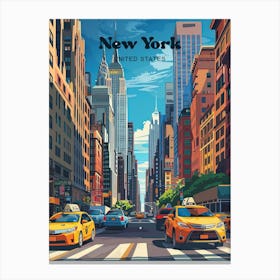 New York Nyc Time Squaretravel Art Illustration Canvas Print