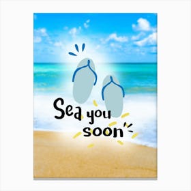 Sea you soon - travel poster, vector art, positive tropical motivation 4 Canvas Print