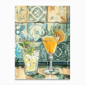 Cocktail Selection With A Mosaic Tile Background Canvas Print