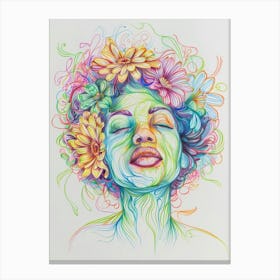 Woman With Flowers In Her Hair 5 Canvas Print