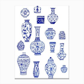 Blue And White Chinese Vases Canvas Print