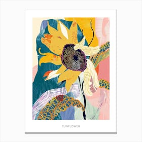 Colourful Flower Illustration Poster Sunflower 1 Canvas Print